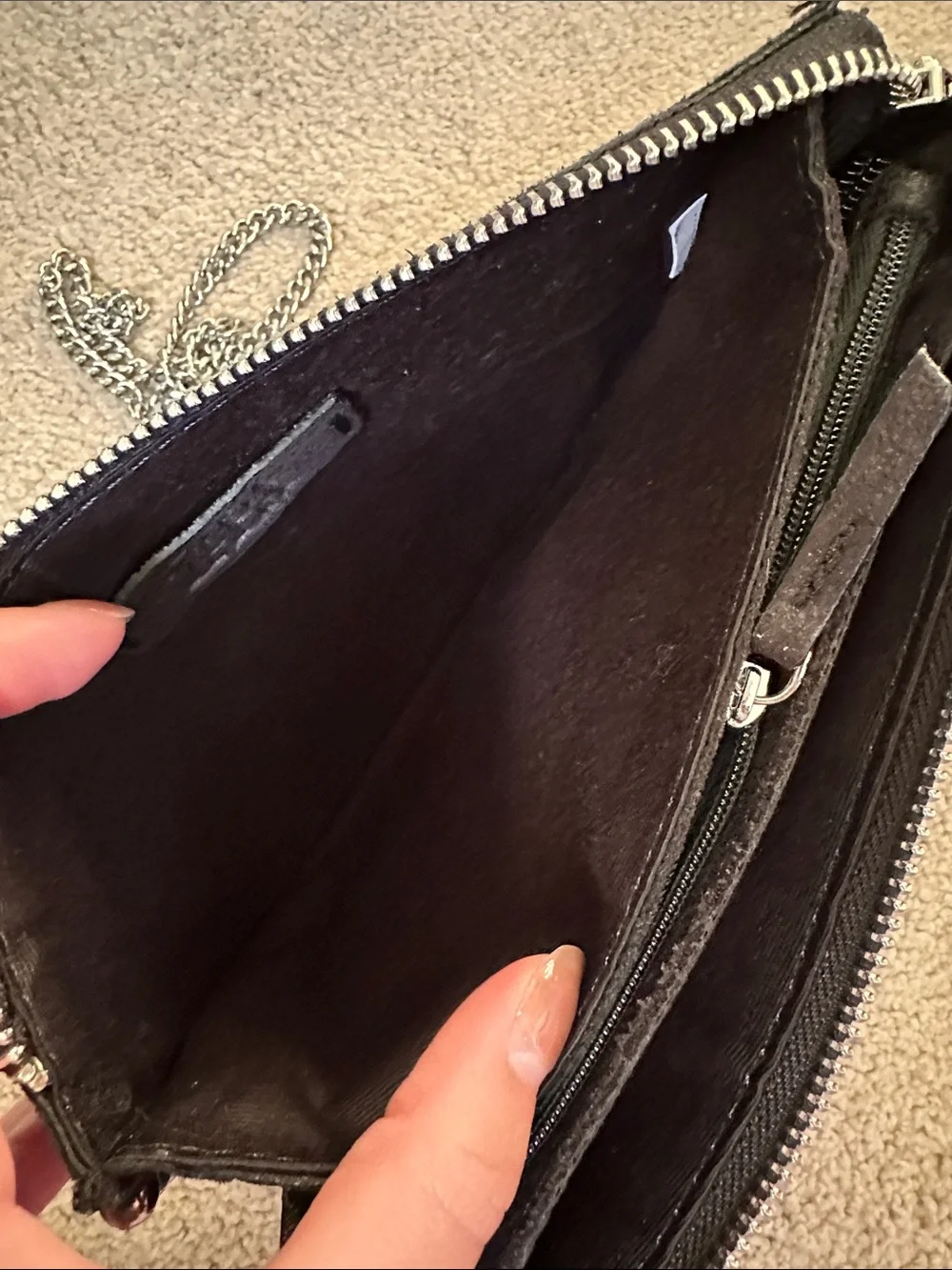 Zara Black Chain Crossbody Clutch with Stud Trim - Picture 6 of 10